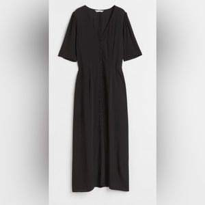 H&M black short-sleeve button-down dress